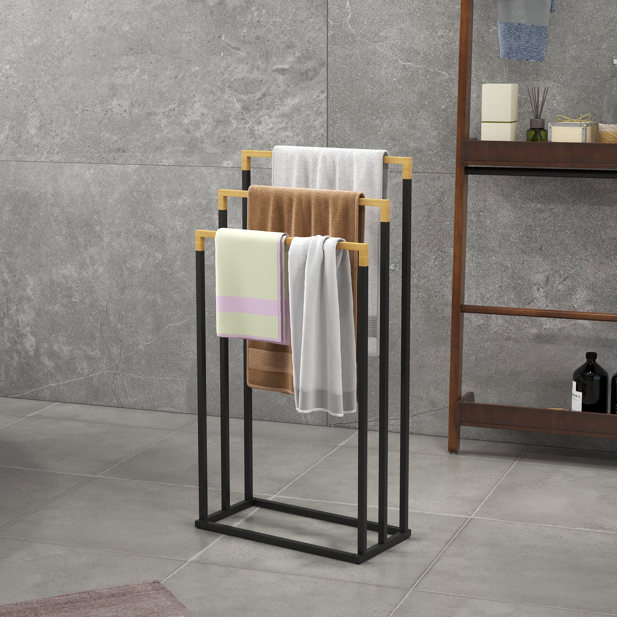 Håndklædeholder med 3 stænger i industrielt design