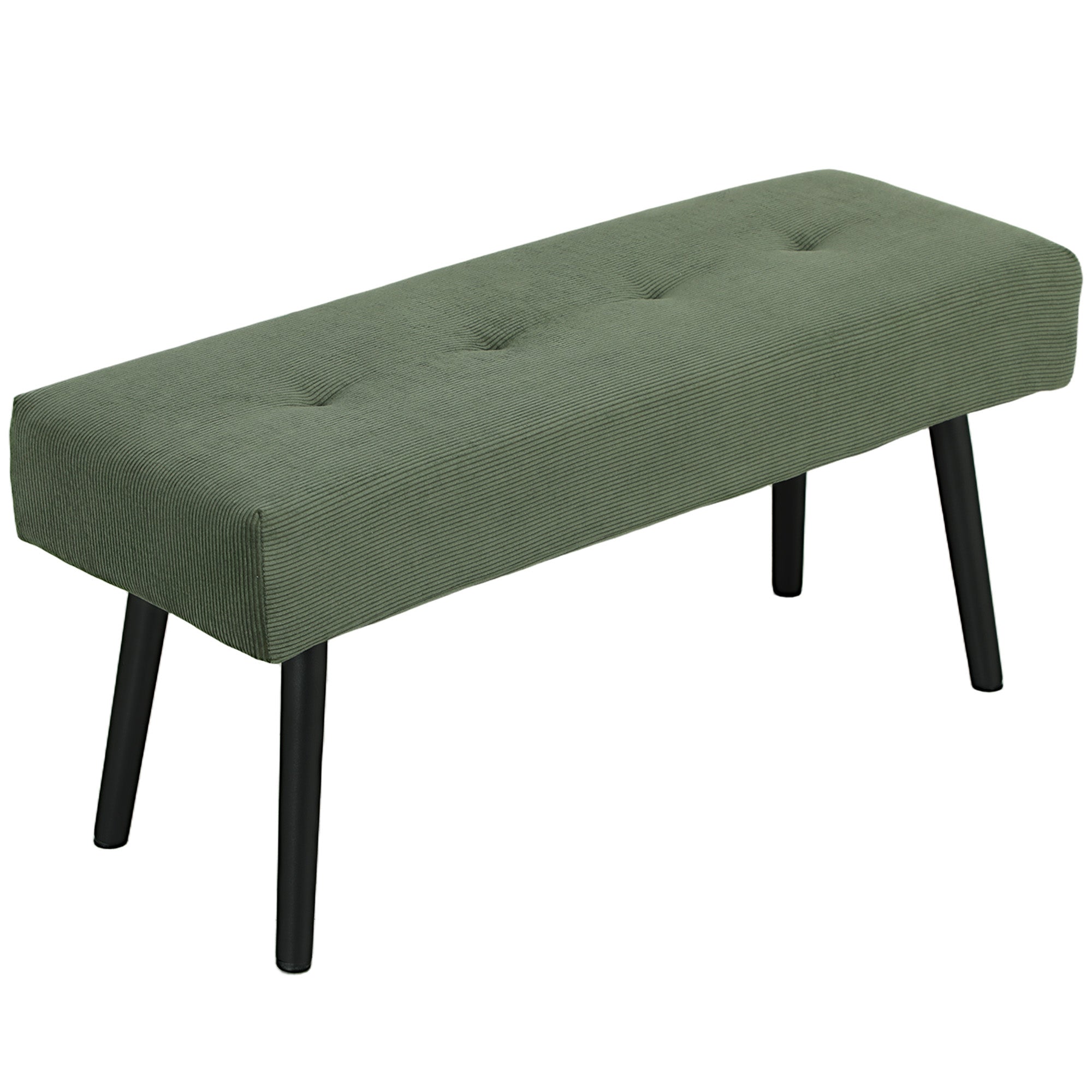 Polstret Bænk Med Snorbetræk Sengebænk Med Metalben Skobænk 100 X 36 X 45 Cm Grøn  4255826822985