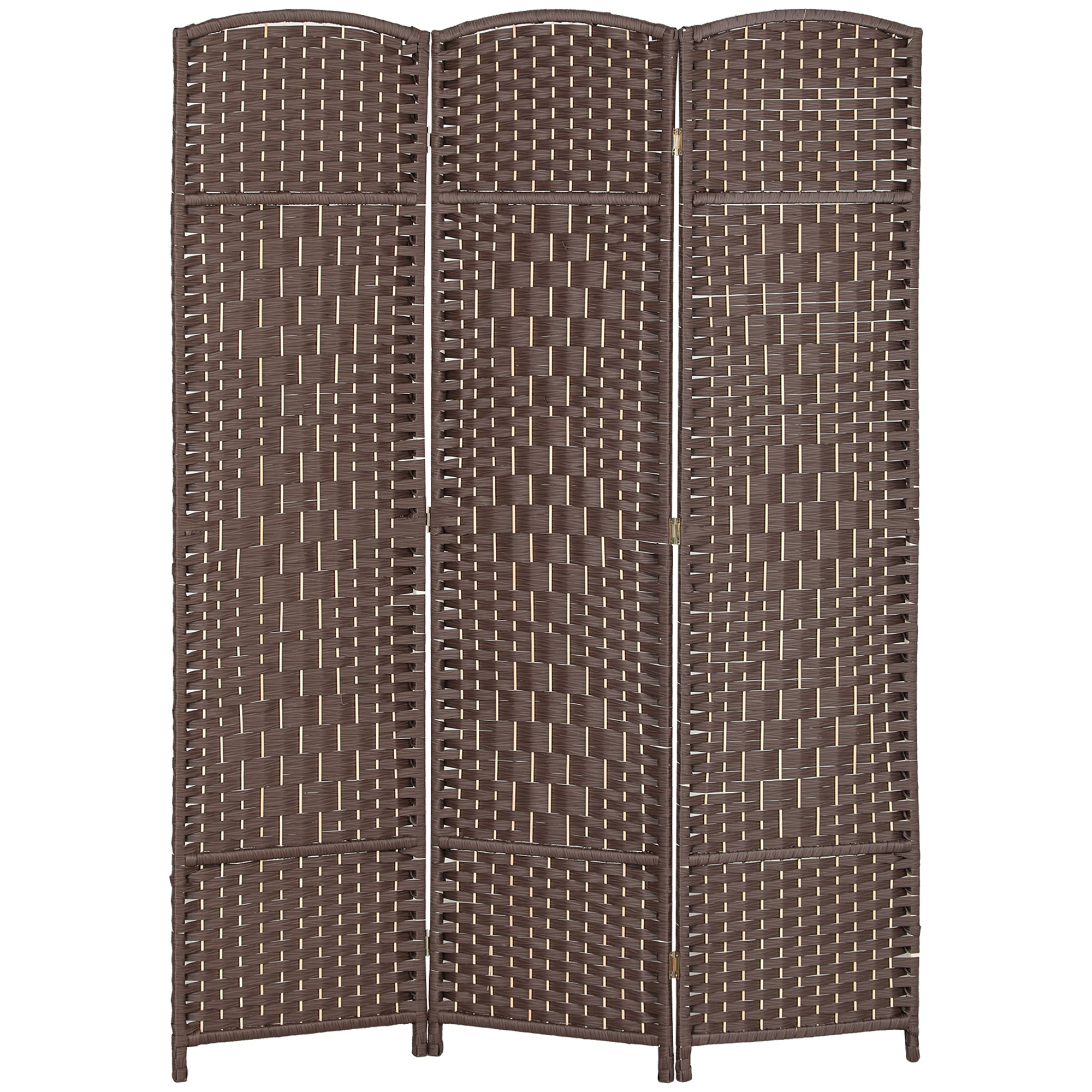 Rumdeler 3-panels Foldbar Skillevæg Vævet Mønster Fyrretræ Brun  4255826825542