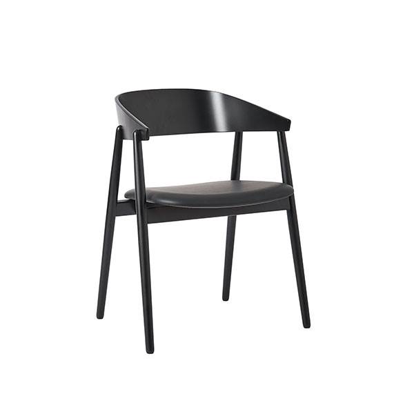 Andersen Furniture Ac2 Spisebordsstol I Bøg - Sort Mat Lak Msort Pu Lædersæde
