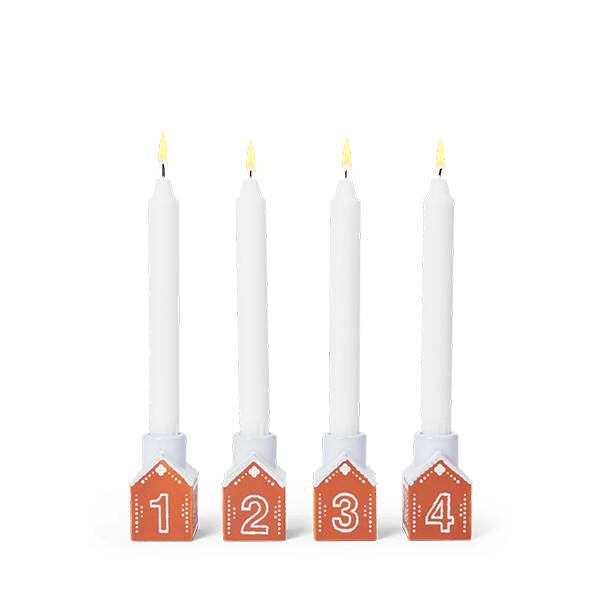 Kähler Honningkagehus Adventsstage - Brun, 4 Lys Huse