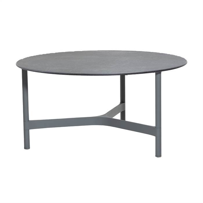 Cane-line Twist Sofabord - Rundt - ø 90 Cm - Stel: Lysegrå - Bordplade: Fossil Sort