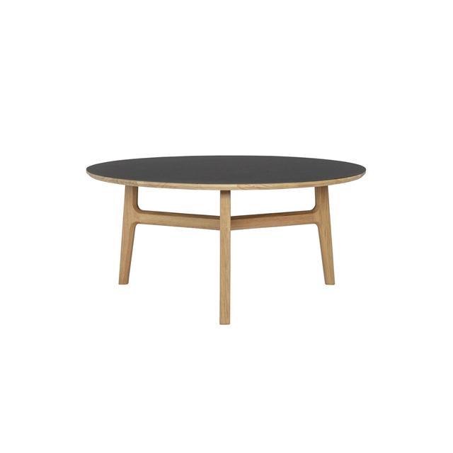 Elegant Freya Sofabord i Sort Eglinoleum - Rund Design