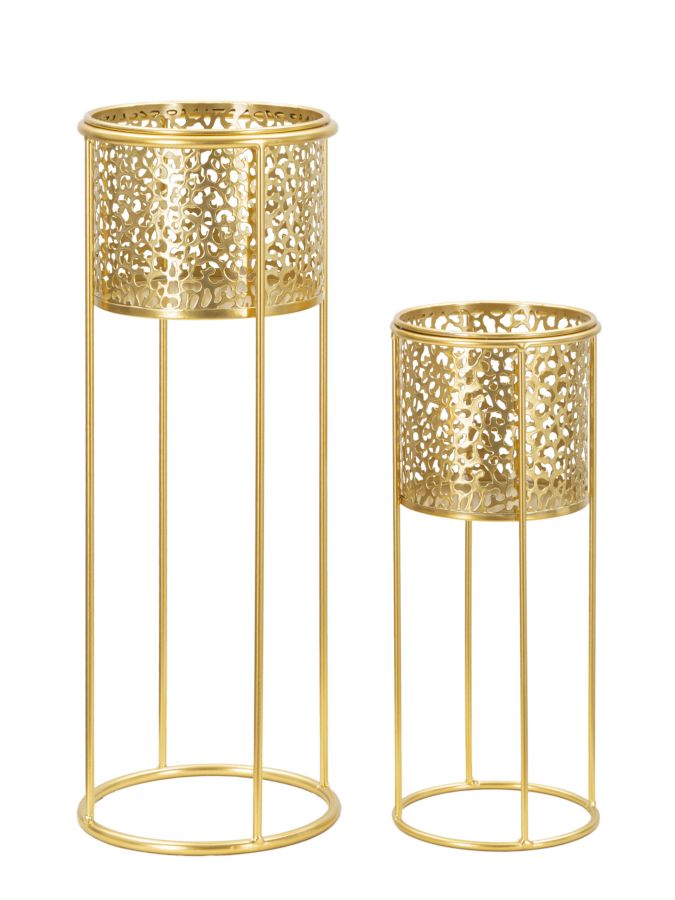 Glam Vaser I Guldfarve Metal   -  17x46 Og 14x34 Cm  8024609370137