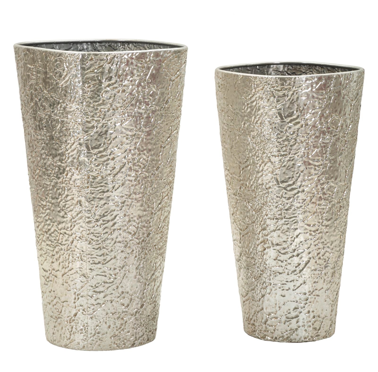 Elegant Sølvfarvet Vasesæt i Metal - Glam Design