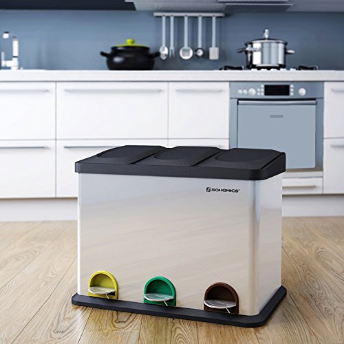Affaldsspand i Rustfrit Stål med Sortering - 45 Liter