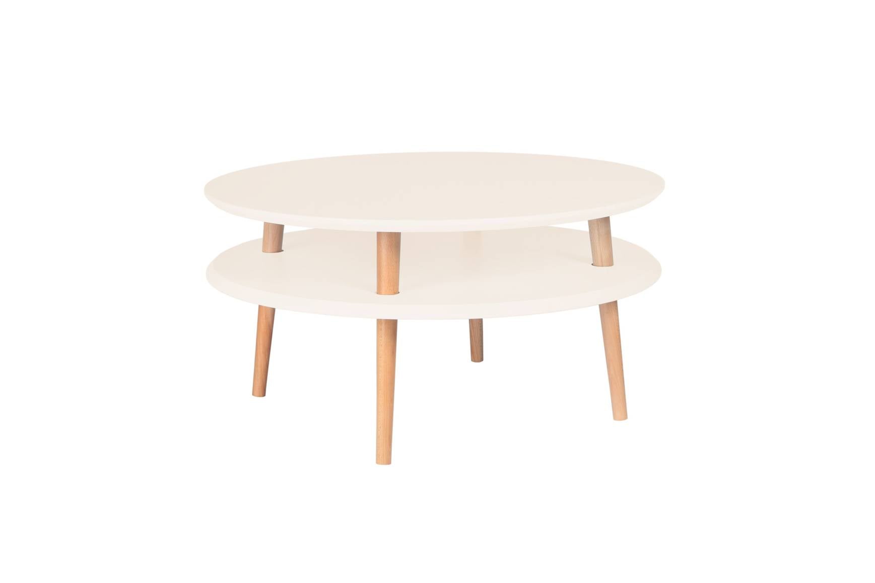 UFO Sofabord i Kridthvid med Bøgetræ Ben - Moderne Design