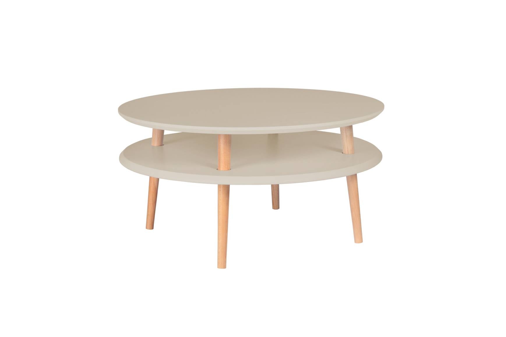 UFO Sofabord i Brun Beige med Bøgetræ Ben - Elegant Design