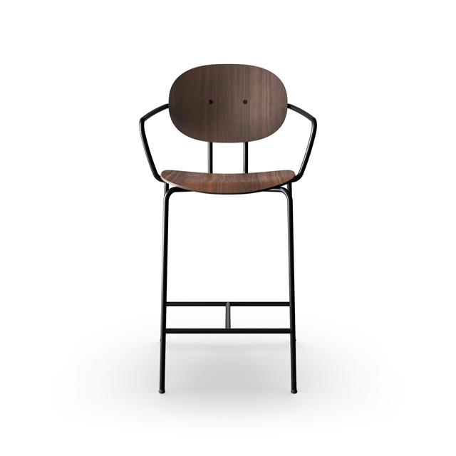 Sibast Furniture Piet Hein Barstol i Sort Valnød med Armlæn
