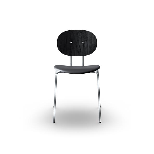 Sibast Furniture Piet Hein Spisebordsstol Krom Sort Egetræ Og Sort Læder  5740023801295