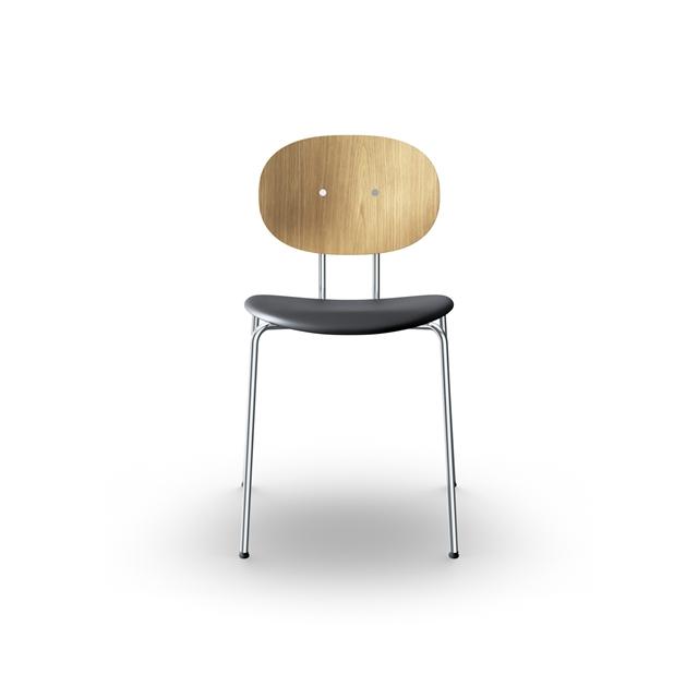 Sibast Furniture Piet Hein Spisebordsstol Krom Egetræ Og Sort Læder  5740023801455