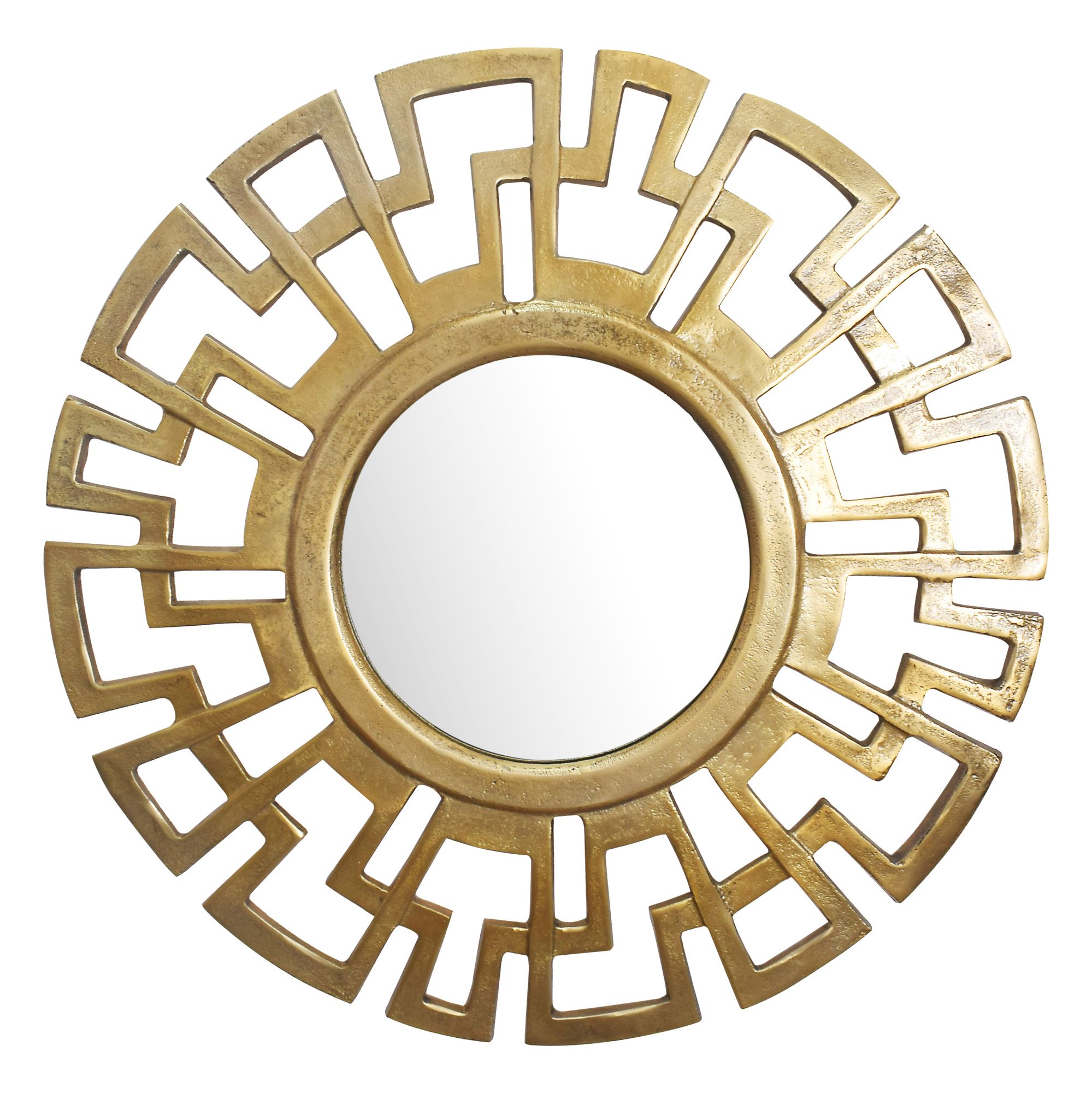 Elegant Rundt Vægspejl i Art Deco Stil med Guldramme