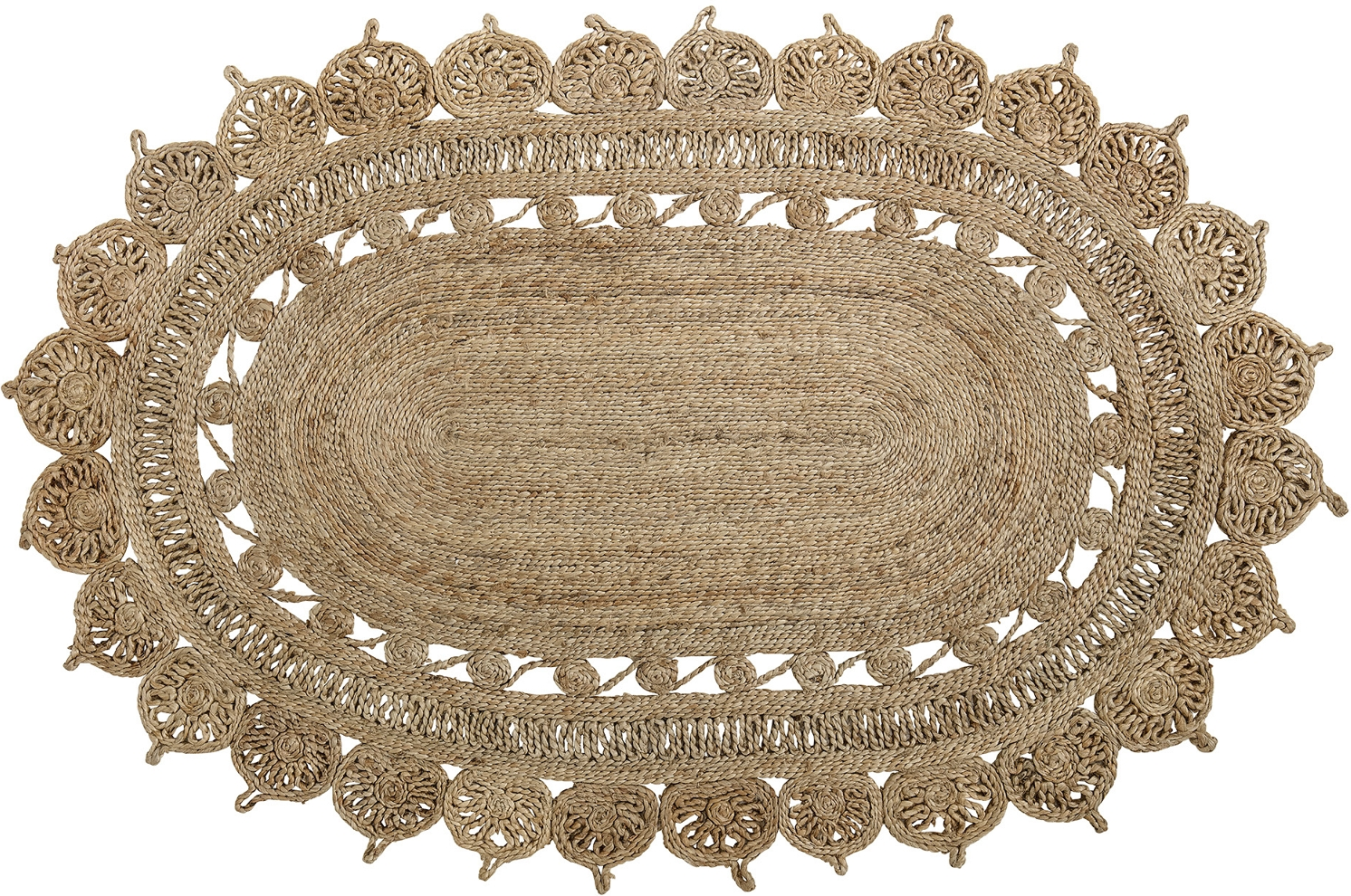 Bloomingville Cozy Akin Rundt Jute Gulvtæppe i Natur 121 cm