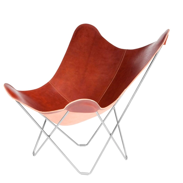 Cuero Pampa Mariposa Flagermusstol - Oak - Krom Stel  7340172610274