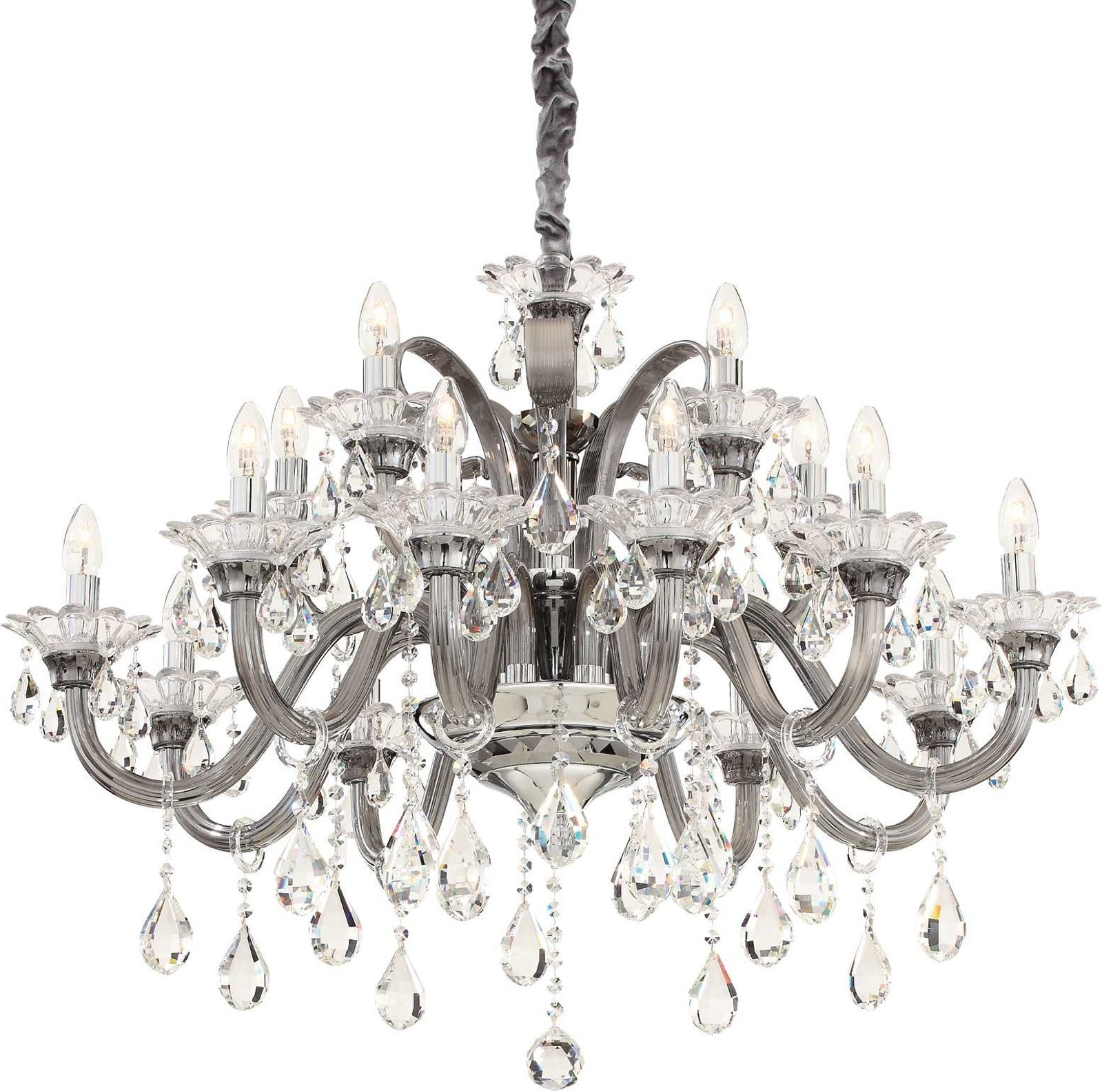 Pendel Lampe Ideal Lux Colossal 15-armet Glaspendel ø950 Mm Højdejusterbar Krom  8021696081526
