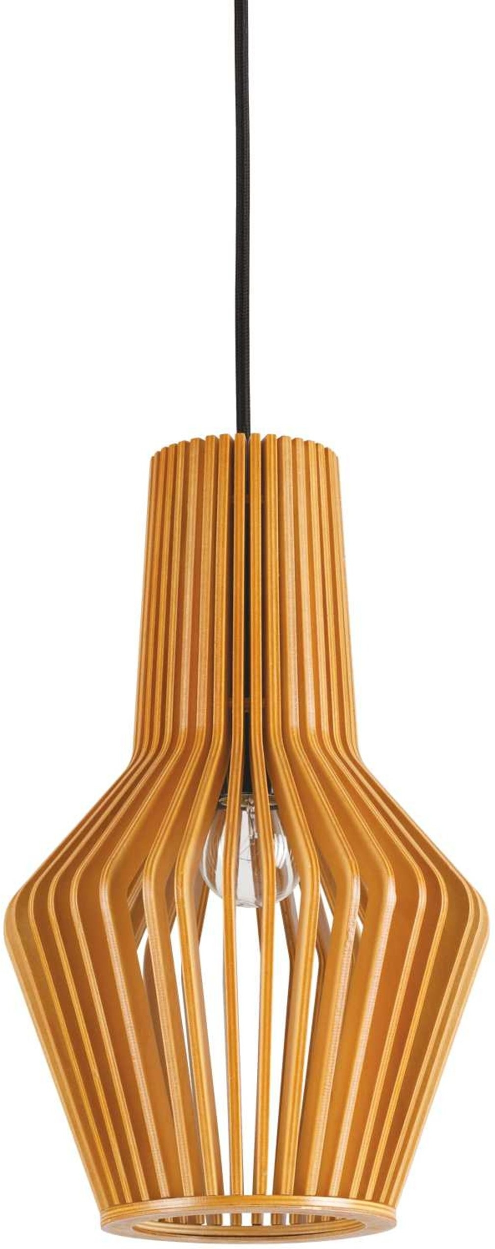 Pendel Lampe Ideal Lux Citrus ø200 Mm Natur Træ Med Justerbar Højde 450 - 1460 Mm  8021696159843