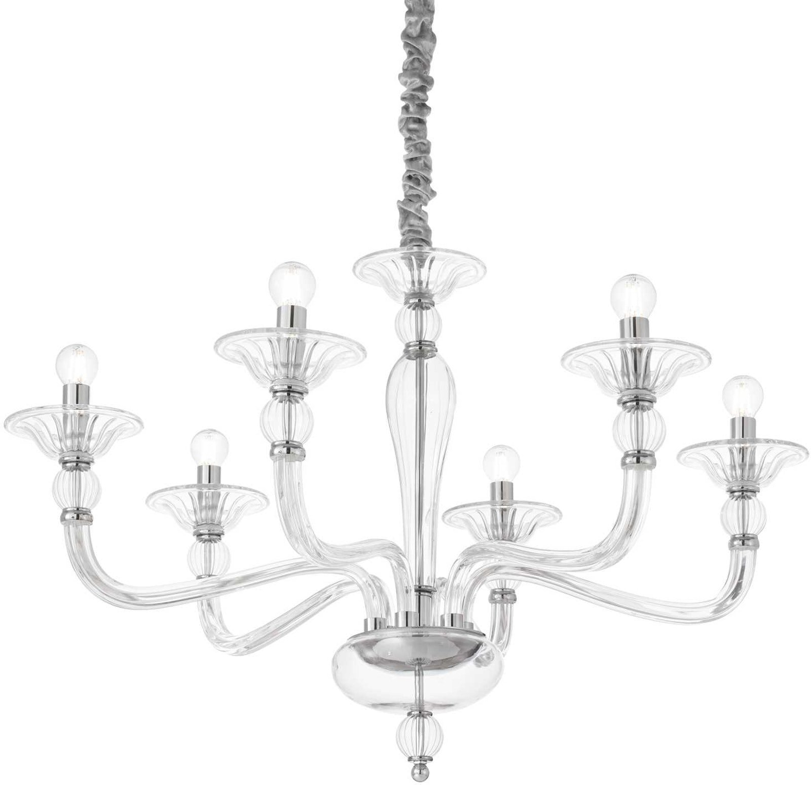Elegant 6-armet Danieli Pendel Lampe i Krom - Ø85 cm