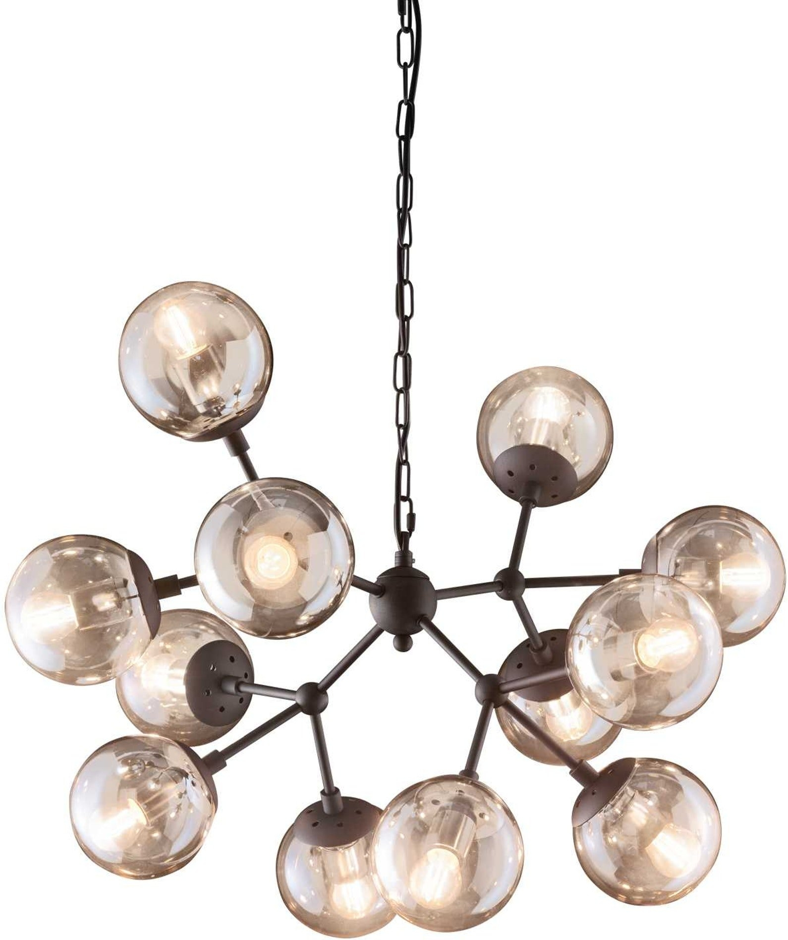 Justerbar Pendellampe i Sort med Amber Glas - Kepler Design