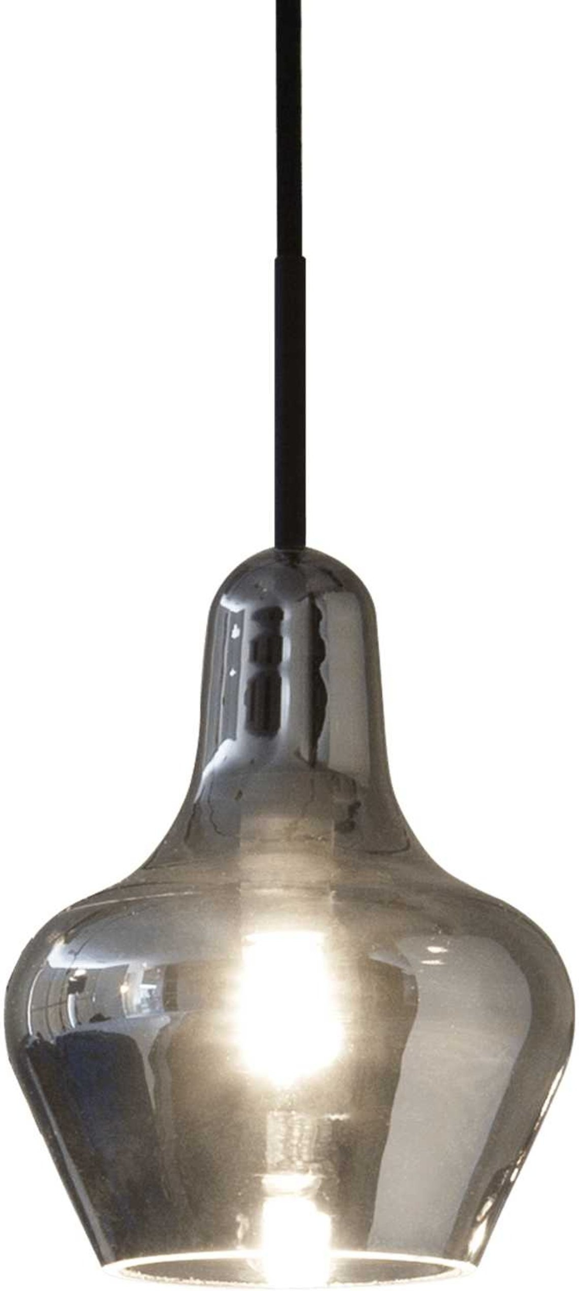 Elegant Pendellampe i Røgfarvet Glas med Kromramme