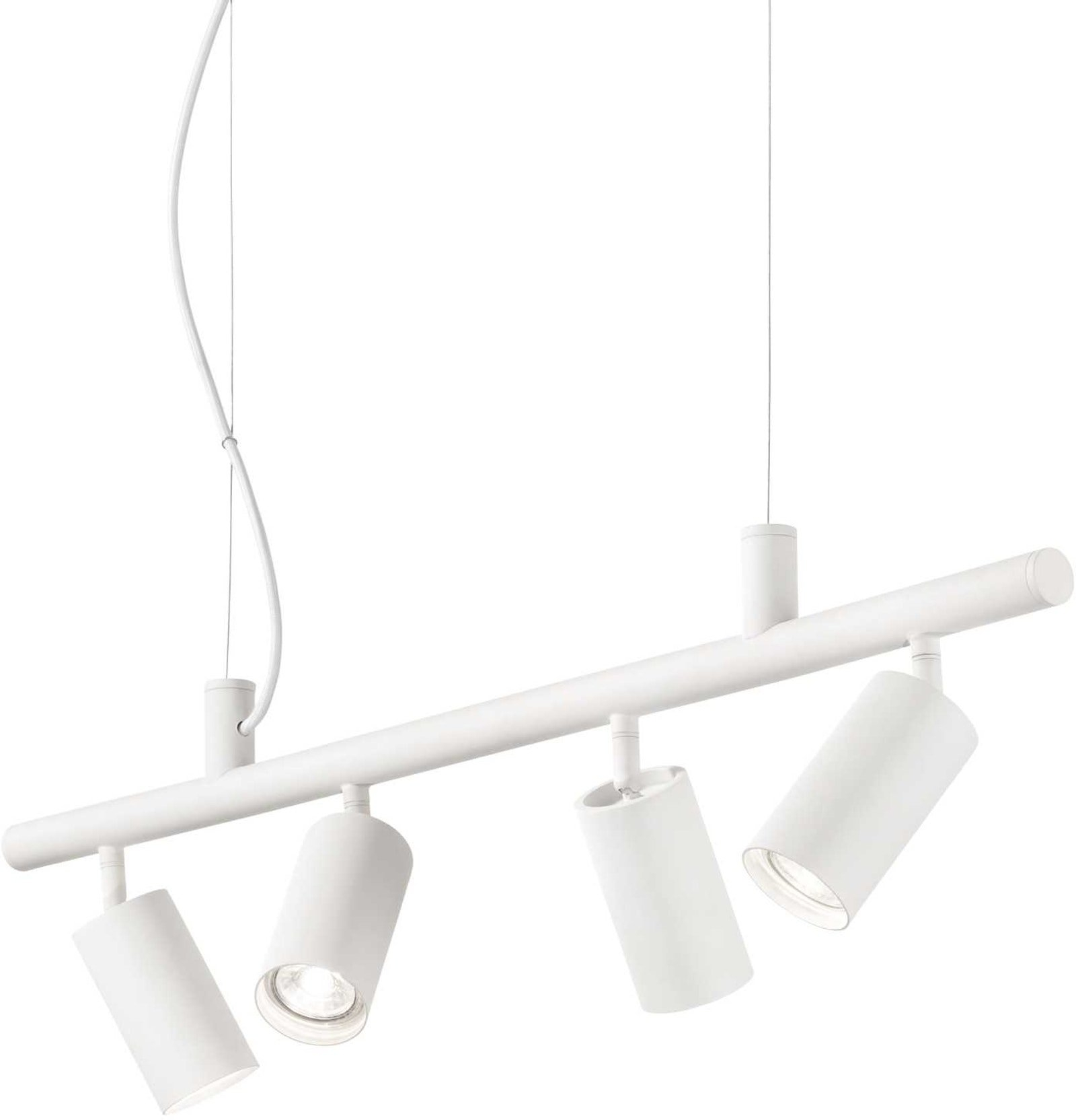 Pendellampe Ideal Lux Dynamite Hvid Metal L76 Cm H165-225 Cm 4x Gu10 Inkl Pærer 480 Lm Ip20  8021696231372