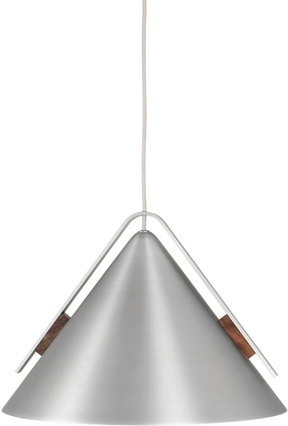 Pendellampe Kristina Dam Cone i Aluminium med Valnøddetalje