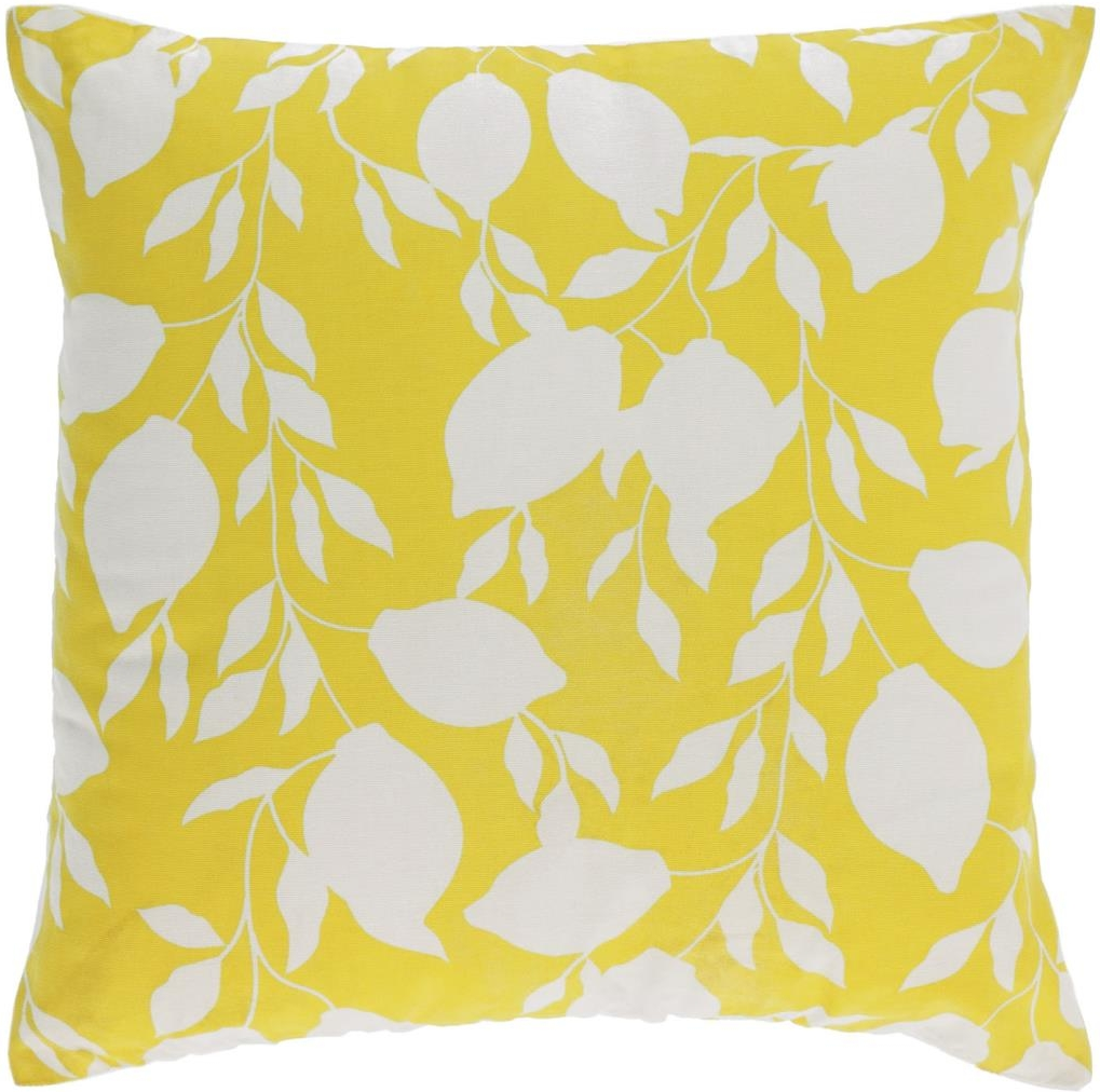 Pudebetræk Kave Home Etel 45 X 45 Cm Gul 100 Bomuld Med Bladmotiv  8433840653938