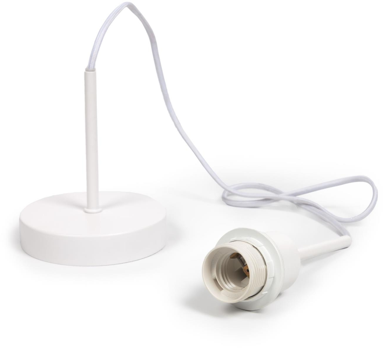 Loftlampeophæng Kave Home Fulvia Hvid Metal Lampefatning Med 15 M Stofkabel E27  8433840681993