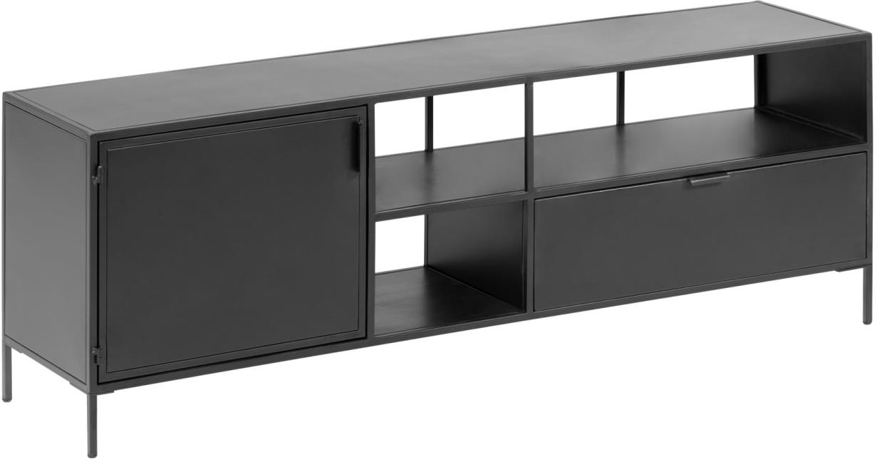 Tv-bord Kave Home Shantay Sort Pulverlakeret Stål H50?l150?d35 Cm Industrielt Design  8433840570624