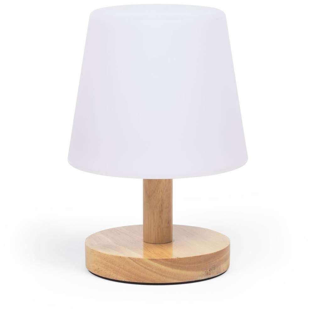 Genopladelig Ambar LED-bordlampe med træbase - Stilfuld belysning