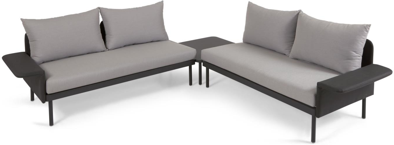 Moderne Udendørs Sofasæt Zaltana i Sort Aluminium
