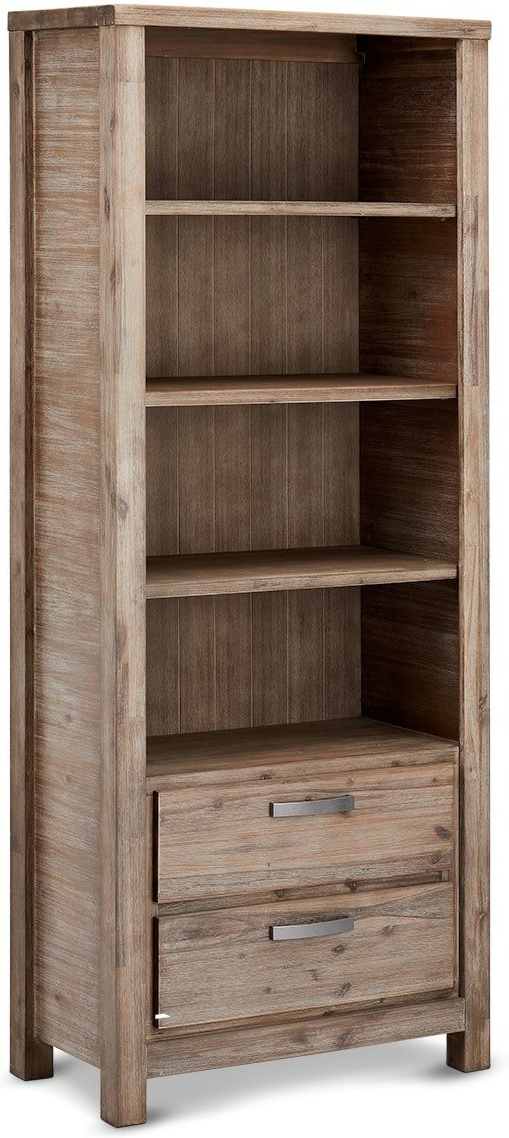 Bogreol Raymond  Hallmark Boston  -  Robust Akacietræ Med 4 Hylder  2 Skuffer 200x80x40 Cm Brun