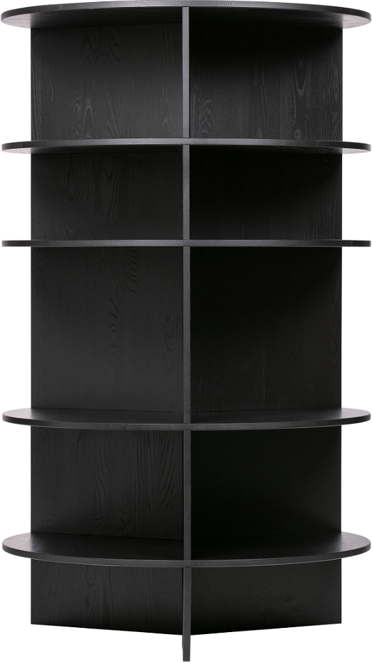 Elegant Trian Bogreol i Sort - Unikt Design til Dit Hjem