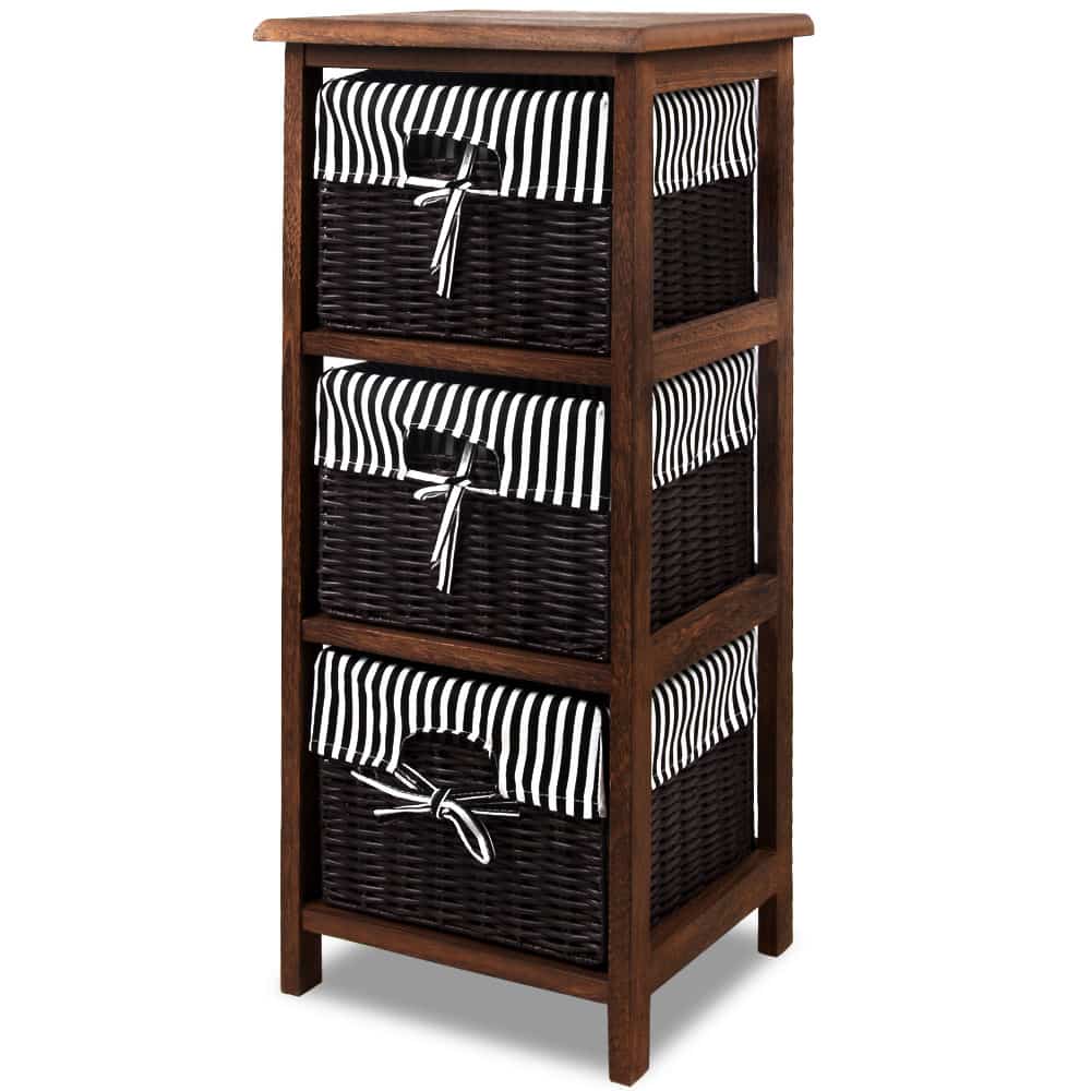 Kurvehylde Med 3 Skuffer 71x 31x 25 Cm Brun-hvid  4250525321807