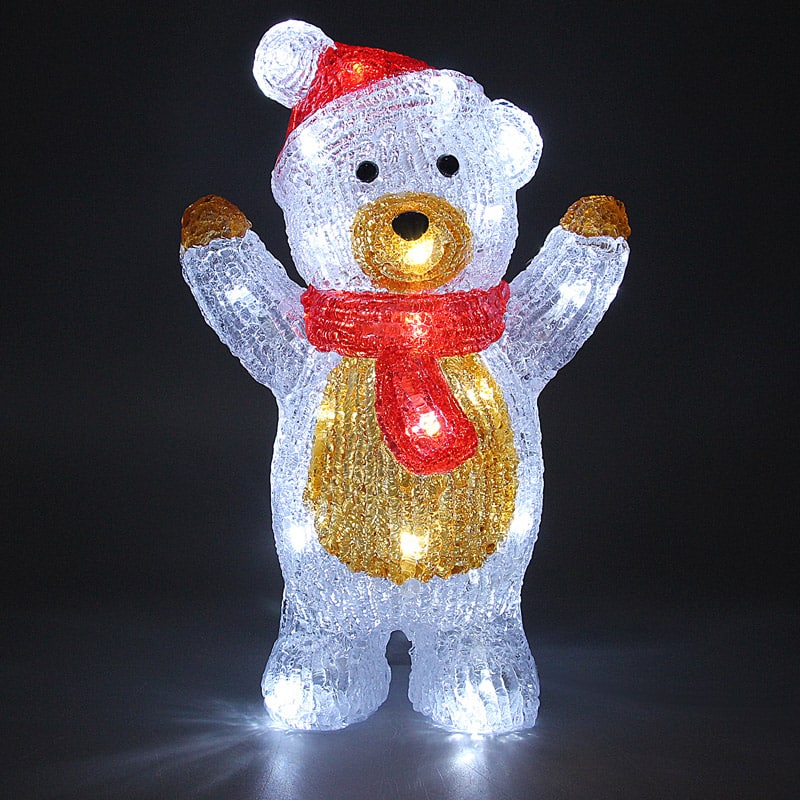 LED Akryl Julebamse - Lysende Dekoration til Jul
