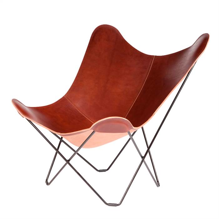 Cuero Pampa Mariposa Flagermusstol - Oak - Sort Stel  7340172610267