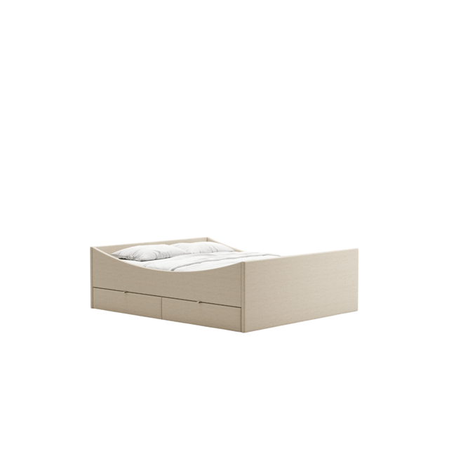 Rye Curved Sengestel Med 2 Skuffer 140x200 Lys Beige  5715916000206