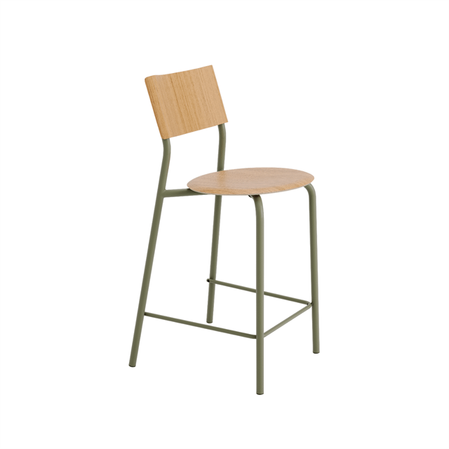 Tiptoe Barstol 65 Cm i Egetræ og Khaki Grøn - Miljøvenlig