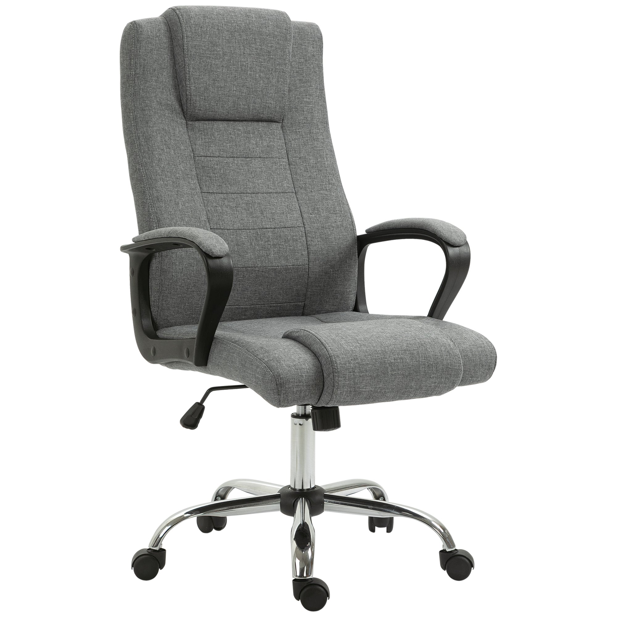 Kontorstol Computerstol Med Vippefunktion Nakkestøtte Ergonomisk Skrivebordsstol Drejelig Højdejusterbar Grå Linnedbetræk 62 X 76 X 110-119 Cm  4251774983815