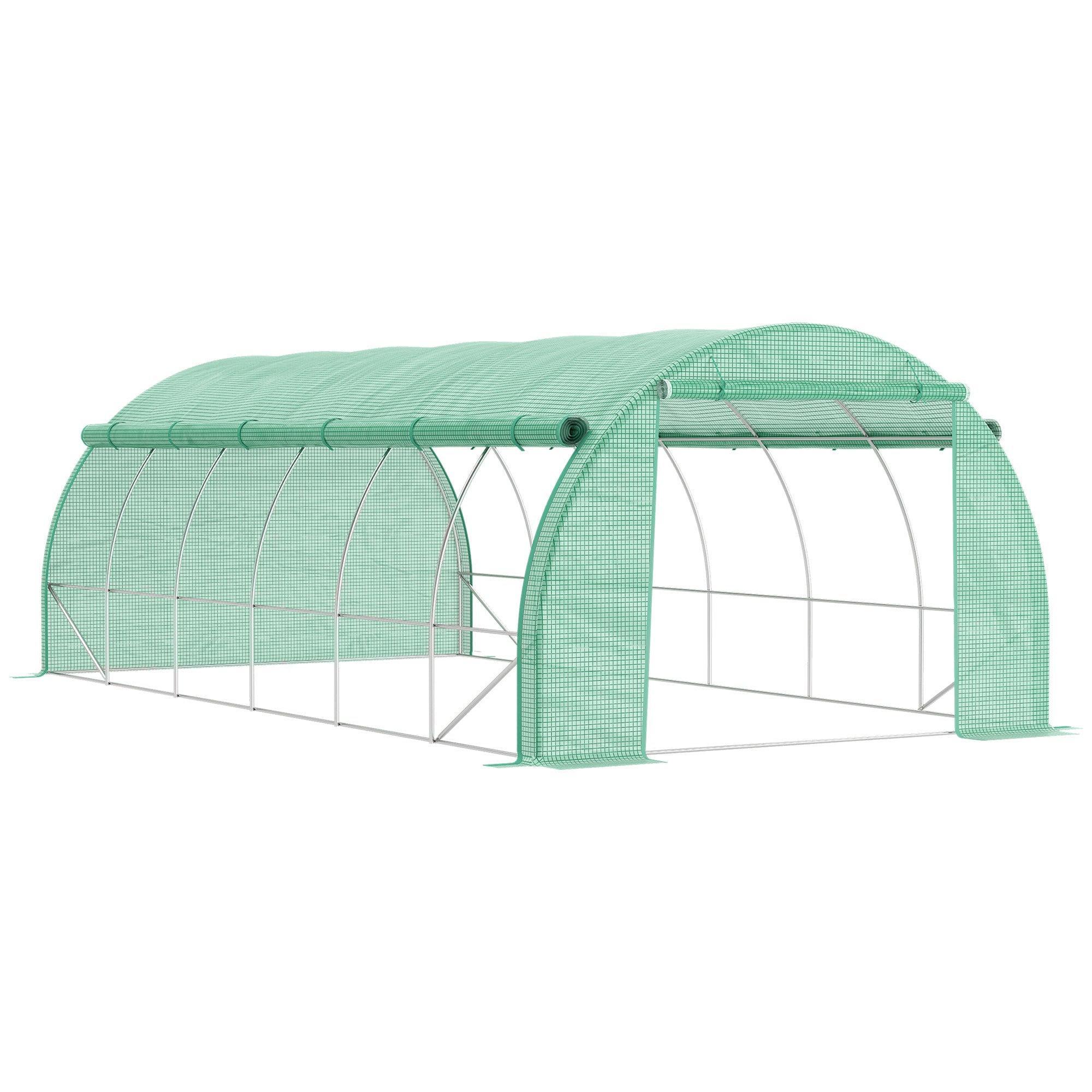 Polytunnel Drivhus 6x3x2 M med Rulledæksler og UV-beskyttelse
