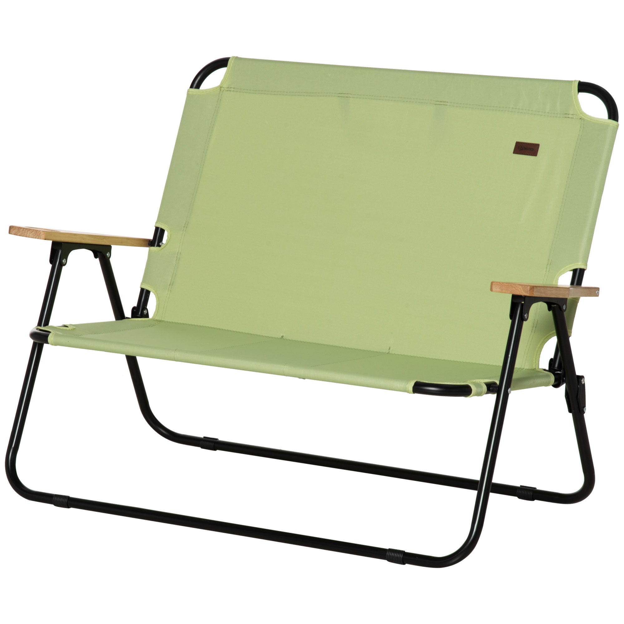2-personers Foldbar Campingstol med Kopholder - Grøn