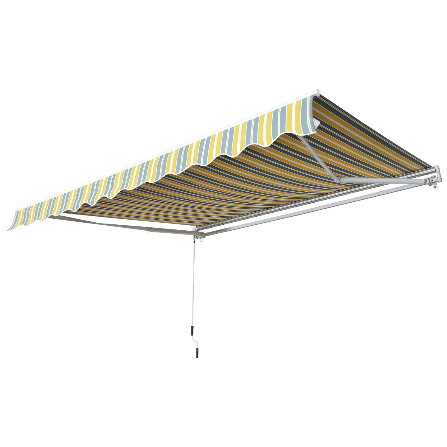 Markise med Håndsving i Aluminium - Gul og Grå 295 x 245 cm