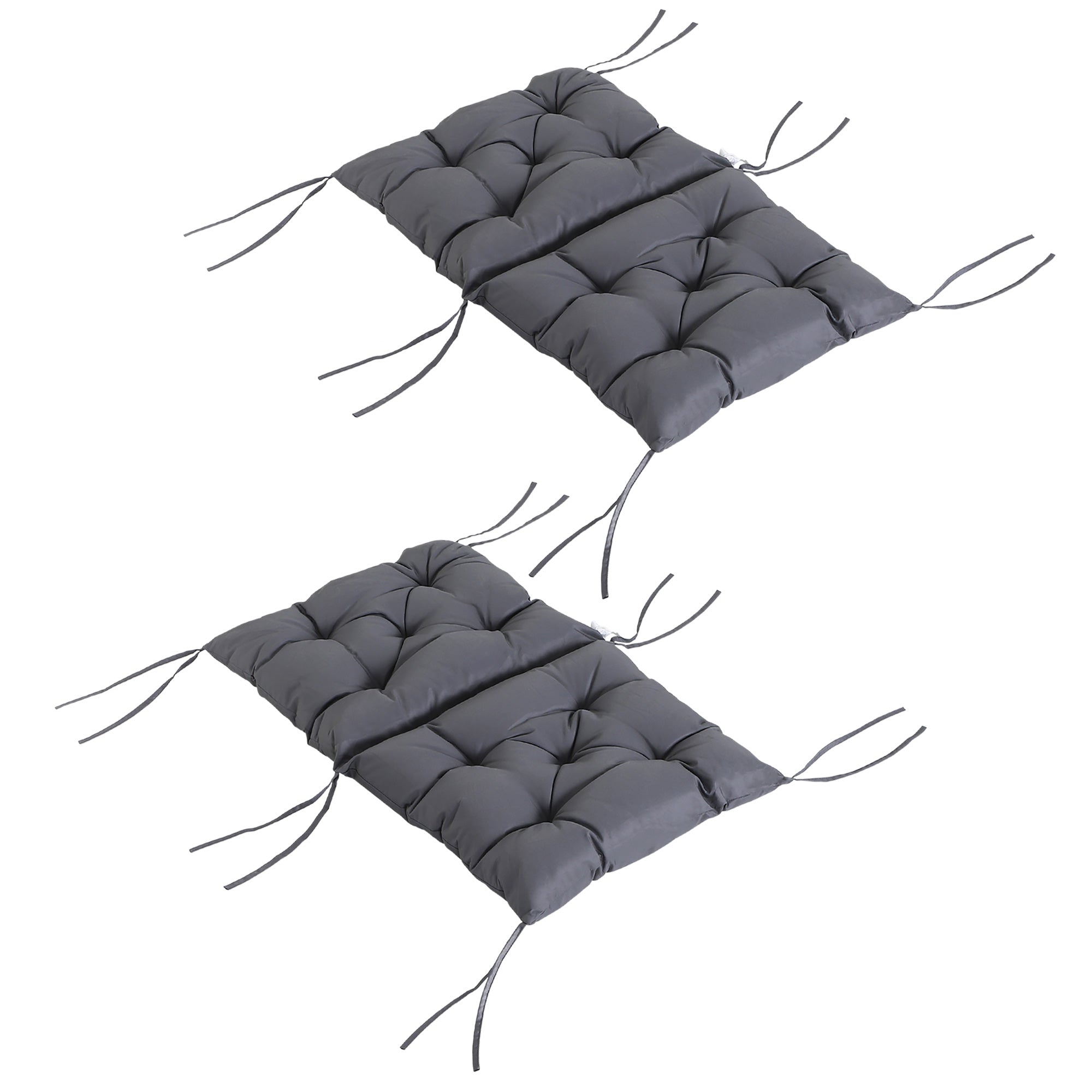 Sæt Med 2 Siddehynder 98 Cm X 50 Cm X 8 Cm Stolehynder Med Bånd Vaskbareergonomiske Siddehynder Til Hjemmet Haven Sofaen Grå  4250871238316
