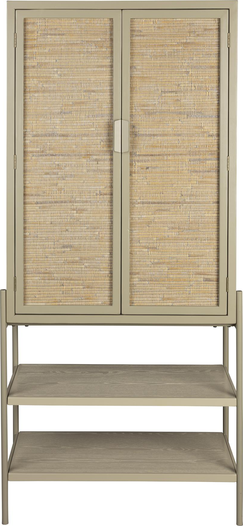 Højskab Dutchbone Yasu Stenlysgrå H160xb36xl70 Cm Rattan-låger Lakeret Kinesisk Cedertræ  Jern  8718548081598