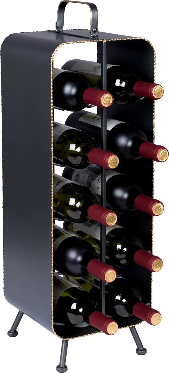 Vinskab Dutchbone Rack Antracit Pulverlakeret Jern Op Til 10 Flasker 68x22x22 Cm Industrielt Design  8718548049284