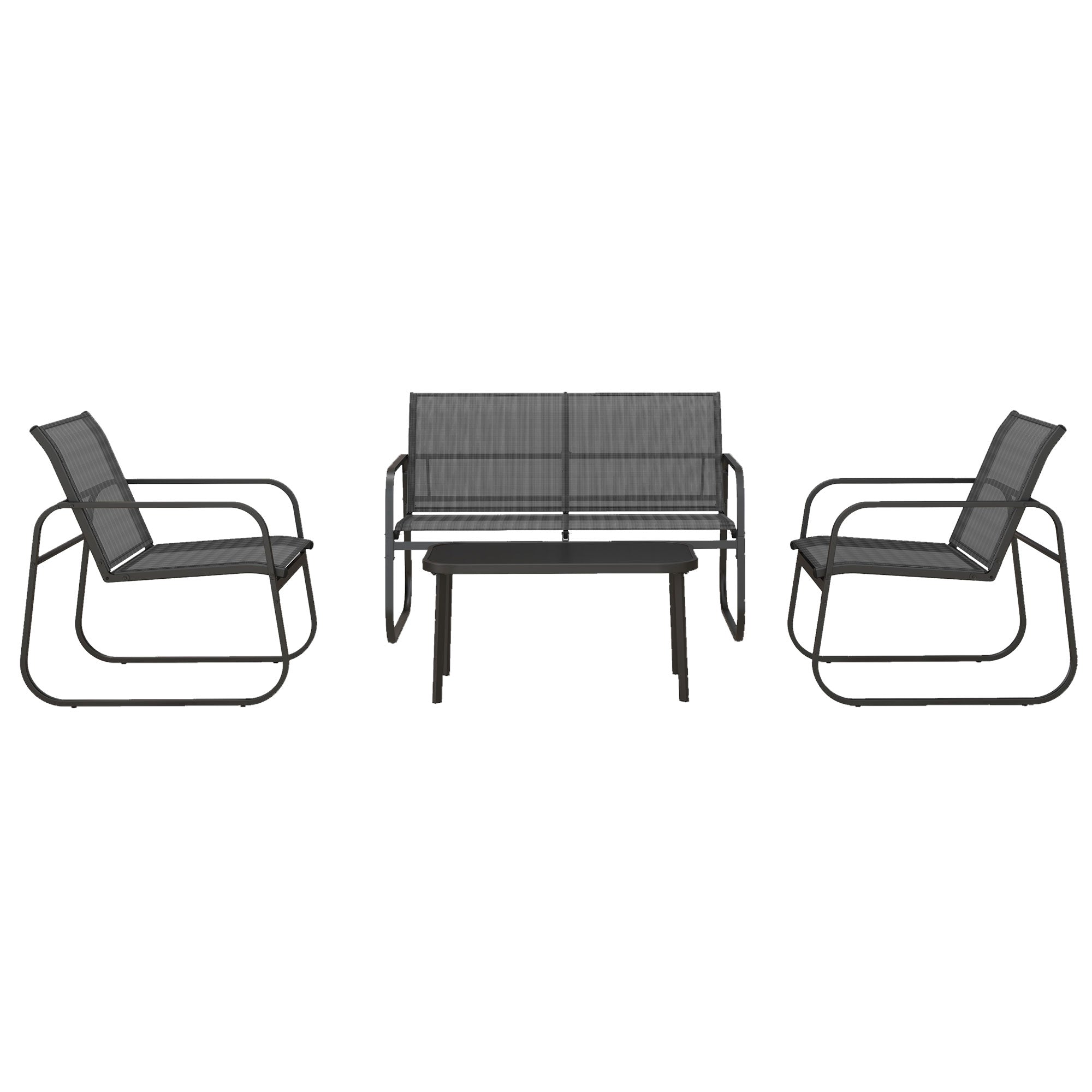 Havemøbelsæt 4 Dele - 2 Lænestole, Sofa & Glasbord
