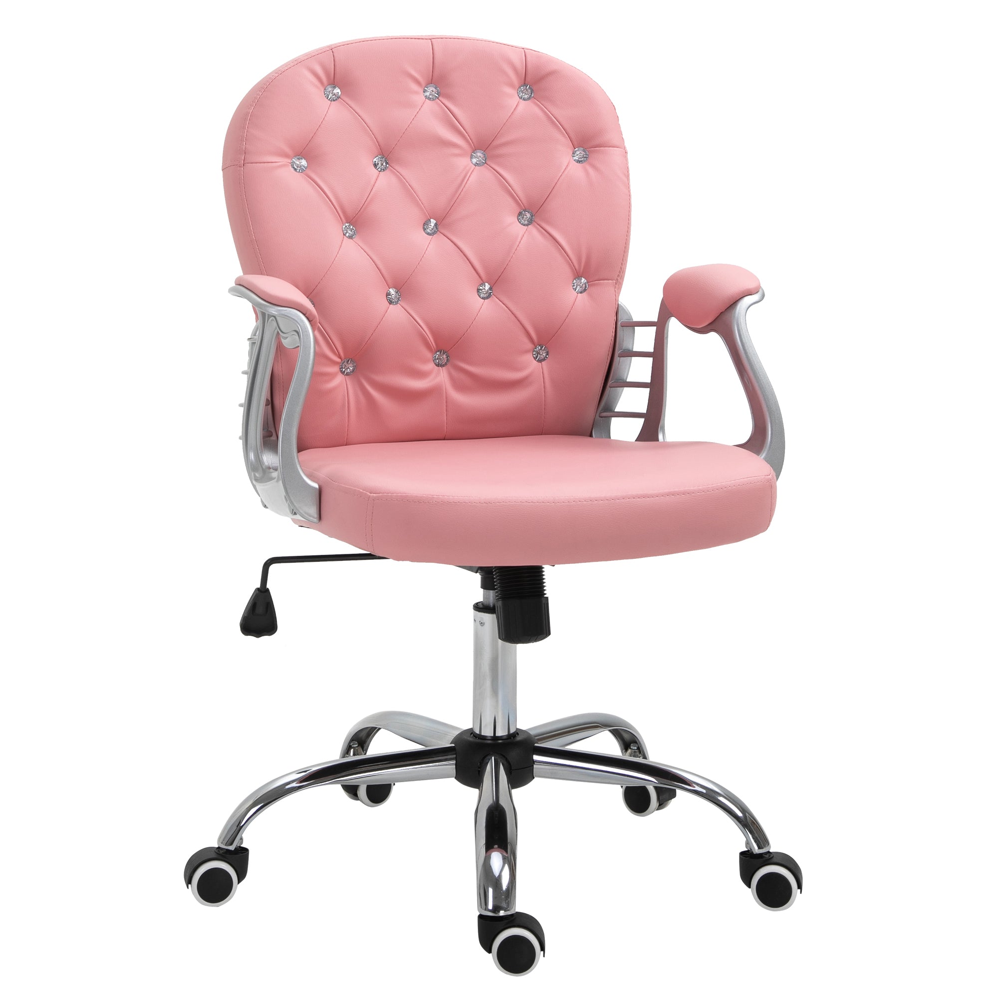 Ergonomisk Kontorstol med Armlæn i Lyserød Kunstlæder