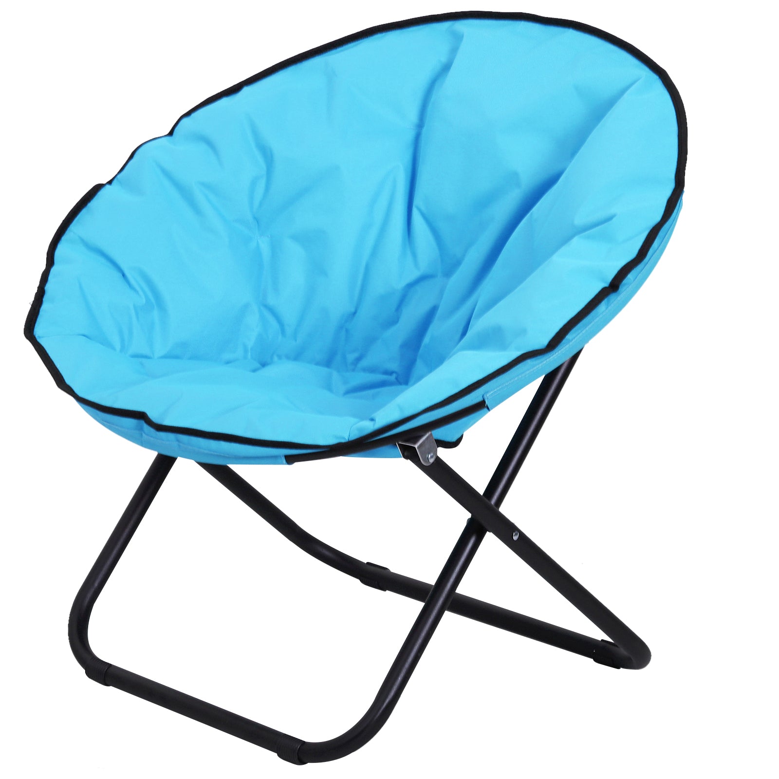 Foldbar Campingstol Med Ryglæn Foldbar Stol Op Til 120 Kg Polstret Månestol Ekstra Bred Foldbar Udendørsstol Til Have Balkon Camping Blå  4250871271979
