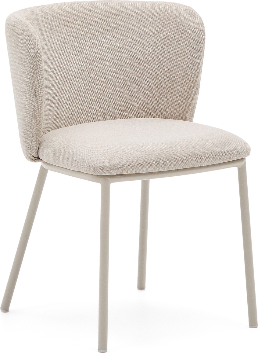 Spisestol Kave Home Ciselia Polstret Chenille Beige Med Stålben  8433840916972
