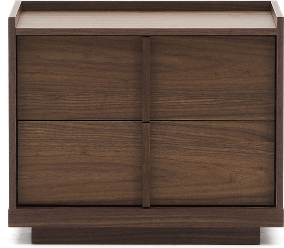 Kave Home Onix Natbord 60x40 Cm I Mørk Valnødfiner Med 2 Skuffer Og Soft-close  8433840969190