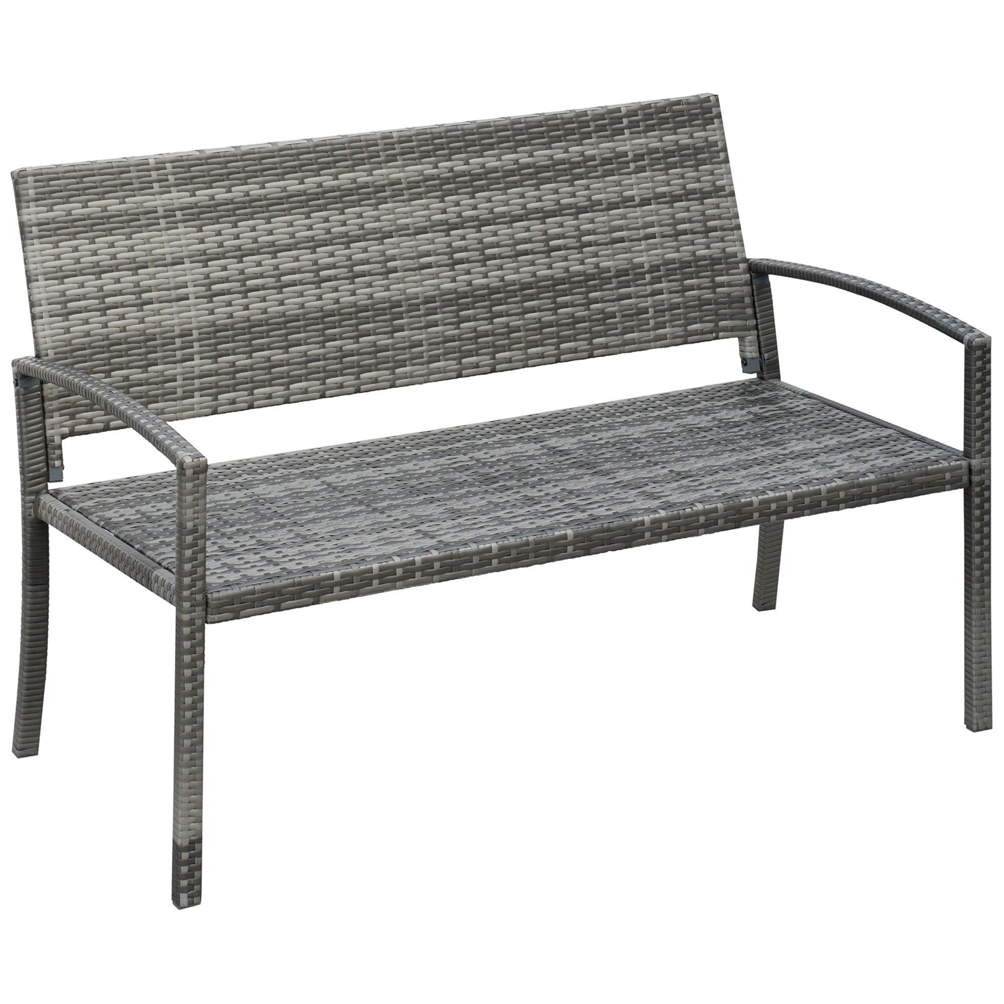 Rattan Havebænk Med Stålramme Til 2 Personer Brun 122 X 60 X 87 Cm  4255633521743